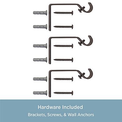 Kenney 1/2” Diameter Jillian Petite Café Decorative Adjustable Curtain Rod Set