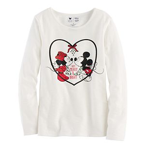 Disney's Mickey Mouse & Minnie Mouse Girls 4-7 Glitter & Rhinestone Mistletoe Graphic Tee by Jumping Beans®