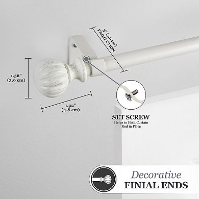 Kenney 5/8” Diameter Rachel Standard Decorative Adjustable Curtain Rod Set