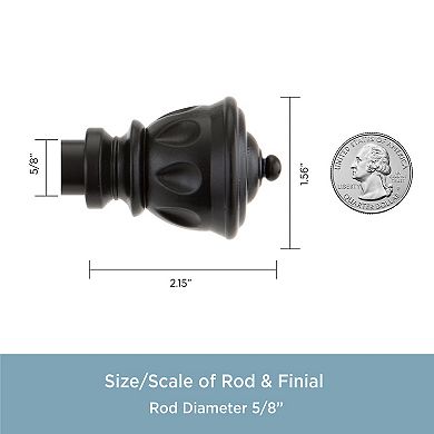 Kenney 5/8” Diameter Kiera Standard Decorative Adjustable Curtain Rod Set
