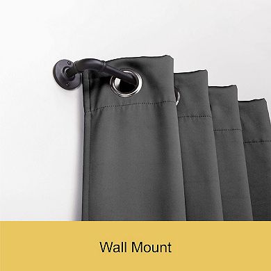 Kenney Adler Rust-Resistant Indoor/Outdoor Wrap Around Industrial Style Adjustable Curtain Rod Set