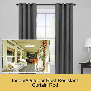 Kenney Adler Rust-Resistant Indoor/Outdoor Wrap Around Industrial Style Adjustable Curtain Rod Set