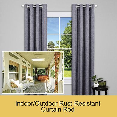 Kenney Adler Rust-Resistant Indoor/Outdoor Wrap Around Industrial Style Adjustable Curtain Rod Set