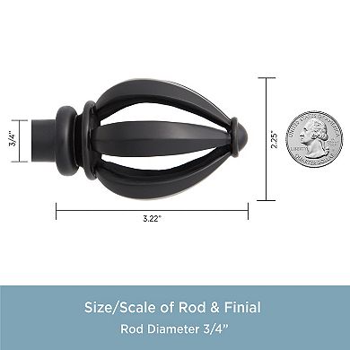 Kenney 3/4” Diameter Lucas Standard Decorative Adjustable Curtain Rod Set
