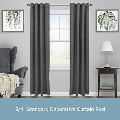 Kenney 3/4” Diameter Lucas Standard Decorative Adjustable Curtain Rod Set