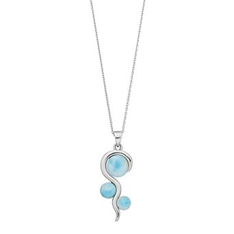 Nautica Rocks Sterling Silver Larimar Swirl Pendant Necklace