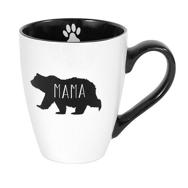 Mama Bear Outline Natural Brown 15 Ounce Glossy Porcelain Ceramic Coffee Mug