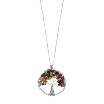 Nautica Rocks Sterling Silver Tourmaline Tree of Life Pendant