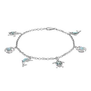 Something Blue Larimar Bracelet Dolphin Ocean Lovers Silvertone