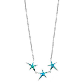 Nautica Rocks Sterling Silver Lab-Created Blue Opal Starfish Necklace