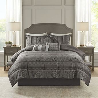 Madison Park 7 pc Venetian Jacquard Comforter Set with Throw Pillows