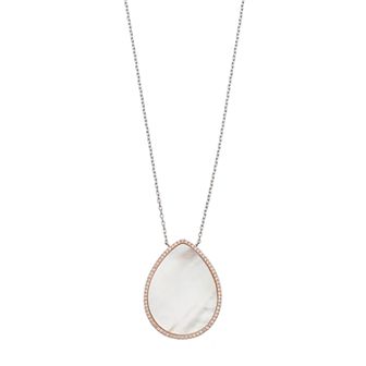 Nautica Rocks Sterling Silver Mother-of-Pearl & Cubic Zirconia Teardrop Pendant Necklace