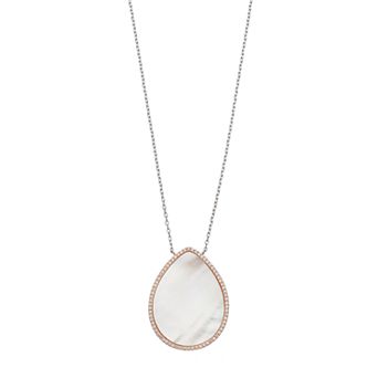 Nautica Rocks Sterling Silver Mother-of-Pearl & Cubic Zirconia Teardrop Pendant Necklace