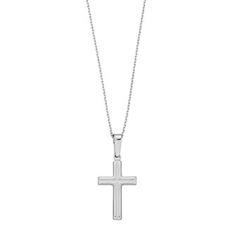 Sterling Silver Textured Cross Pendant Necklace