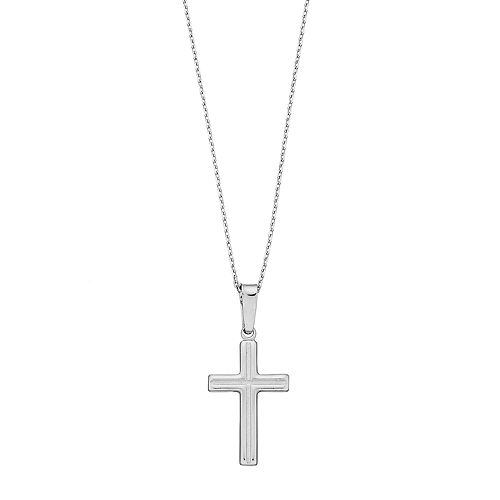 Sterling Silver Textured Cross Pendant Necklace