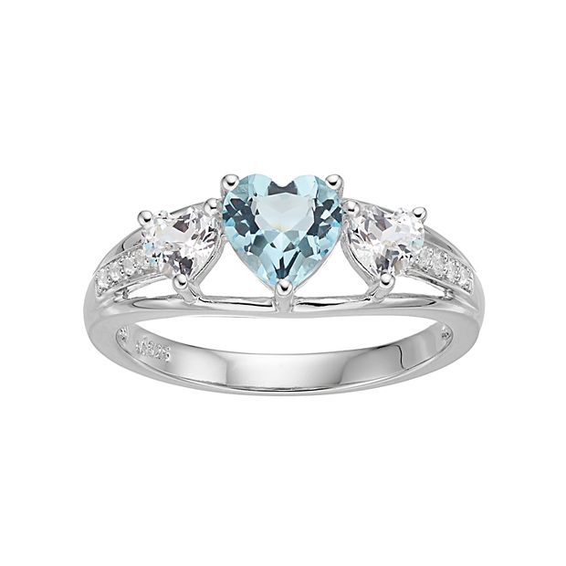 Trend Silver Lab Created Sapphire Aquamarine Stone Fine Jewelry