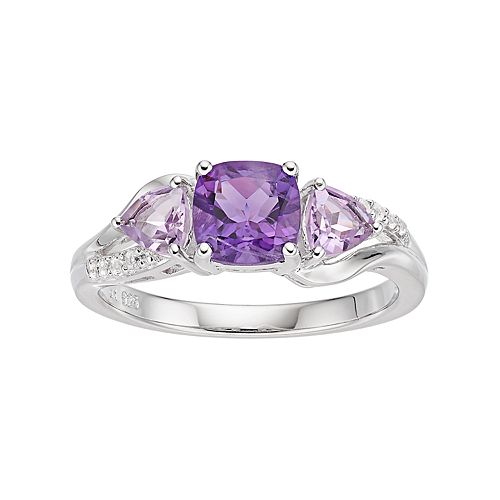 Sterling Silver Amethyst & Rose de France Amethyst Ring