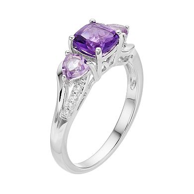 Sterling Silver Amethyst & Rose de France Amethyst Ring