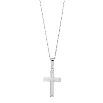 Sterling Silver Square Cross Pendant Necklace