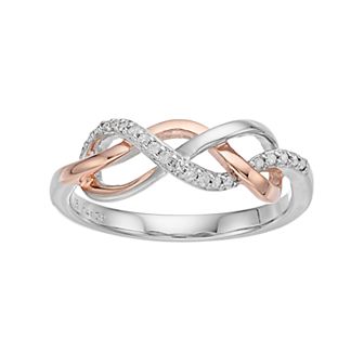 Two Tone Sterling Silver 1/10 Carat T.W. Diamond Twist Ring