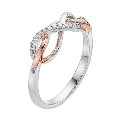 Two Tone Sterling Silver 1/10 Carat T.W. Diamond Twist Ring