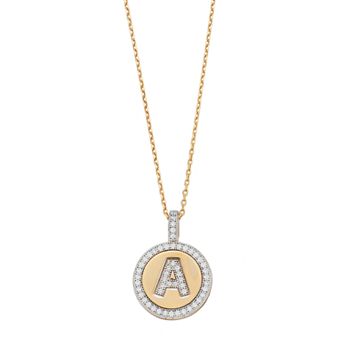 Argento Bella 14k Gold Over Silver Cubic Zirconia Initial Pendant Necklace