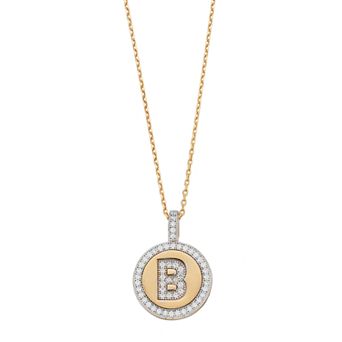Argento Bella 14k Gold Over Silver Cubic Zirconia Initial Pendant Necklace