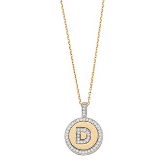 Argento Bella 14k Gold Over Silver Cubic Zirconia Initial Pendant Necklace