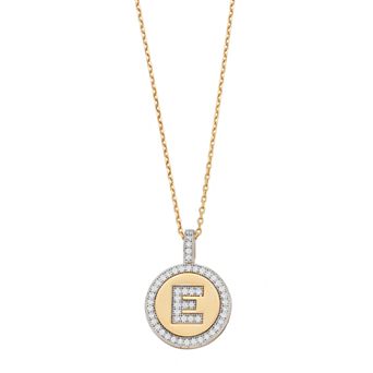 Argento Bella 14k Gold Over Silver Cubic Zirconia Initial Pendant Necklace