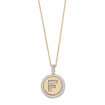 Argento Bella 14k Gold Over Silver Cubic Zirconia Initial Pendant Necklace