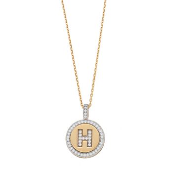 Argento Bella 14k Gold Over Silver Cubic Zirconia Initial Pendant Necklace