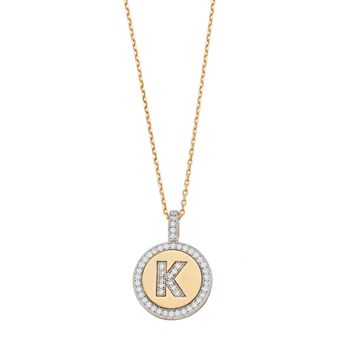 Argento Bella 14k Gold Over Silver Cubic Zirconia Initial Pendant Necklace