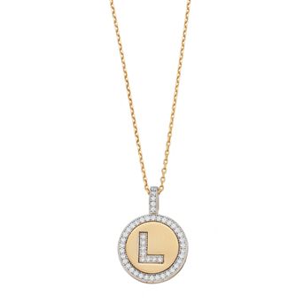 Argento Bella 14k Gold Over Silver Cubic Zirconia Initial Pendant Necklace