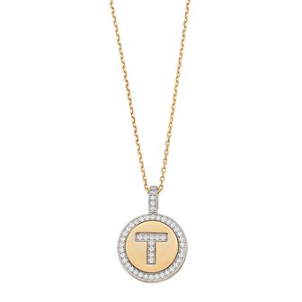 Argento Bella 14k Gold Over Silver Cubic Zirconia Initial Pendant Necklace
