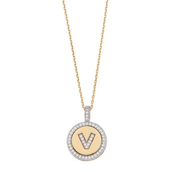 Argento Bella 14k Gold Over Silver Cubic Zirconia Initial Pendant Necklace