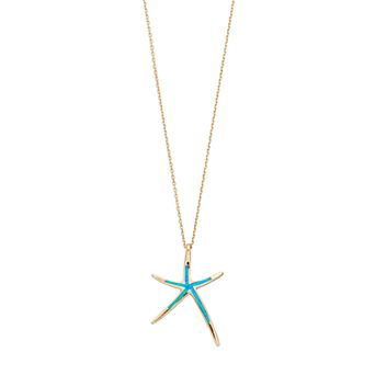 Nautica Rocks 14k Gold Over Silver Lab-Created Blue Opal Starfish Pendant