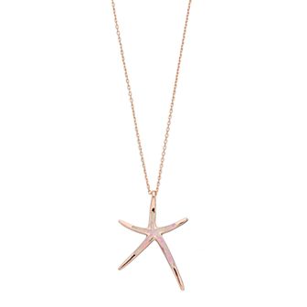 14k Rose Gold Over Silver Lab-Created Pink Opal Starfish Pendant
