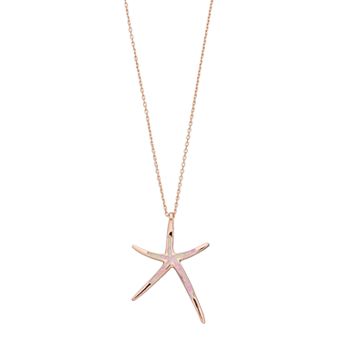 Nautica Rocks 14k Rose Gold Over Silver Lab-Created Pink Opal Starfish Pendant