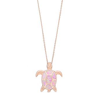 Nautica Rocks 14k Rose Gold Over Silver Lab-Created Pink Opal Turtle Pendant