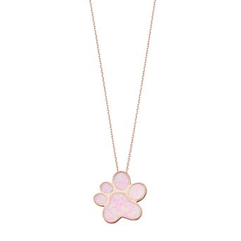 Nautica Rocks 14k Rose Gold Over Silver Lab-Created Pink Opal Paw Print Pendant