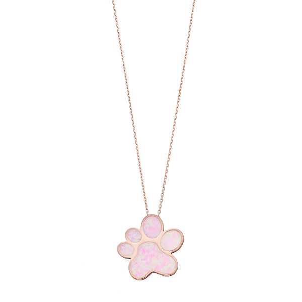 Opal paw print clearance necklace