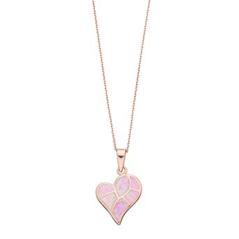 Nautica Rocks 14k Rose Gold Over Silver Lab-Created Pink Opal Heart Pendant
