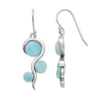 Nautica Rocks Sterling Silver Larimar Swirl Drop Earrings