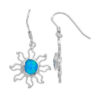 Nautica Rocks Sterling Silver Lab-Created Blue Opal Sun & Moon Drop Earrings