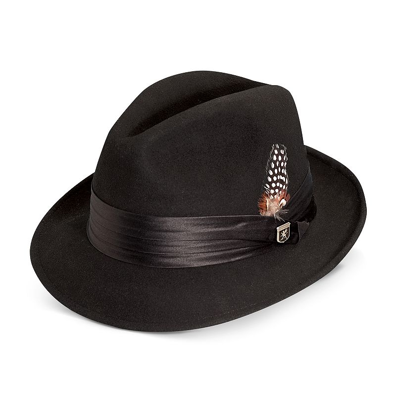 UPC 016698147125 product image for Men's Stacy Adams Wool Felt Fedora With Feather, Size: Large, Black | upcitemdb.com