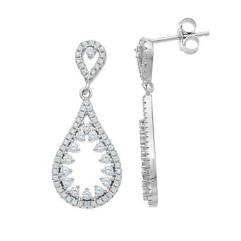 Argento Bella Sterling Silver Cubic Zirconia Openwork Teardrop Earrings