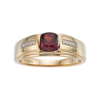 Men's 10k Gold Lab-Created Garnet & Diamond Accent Ring