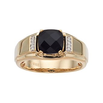 Men's 10k Gold Onyx & Diamond Accent Ring