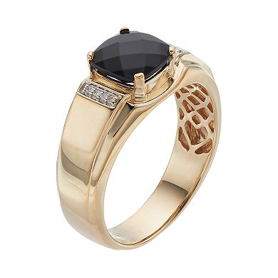 Men's 10k Gold Onyx & Diamond Accent Ring