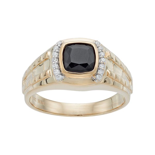 Men's 10k Gold Onyx & 1/8 Carat T.W. Diamond Ring